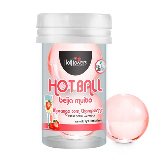 Лубрикант на масляной основе Hot Ball Beija Muito с ароматом клубники и шампанского (2 шарика по 3 гр.) - HotFlowers - купить с доставкой в Арзамасе