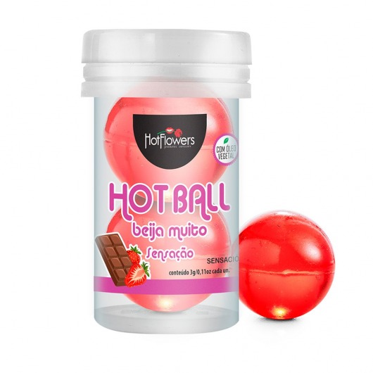 Лубрикант на масляной основе Hot Ball Beija Muito с ароматом шоколада и клубники (2 шарика по 3 гр.) - HotFlowers - купить с доставкой в Арзамасе