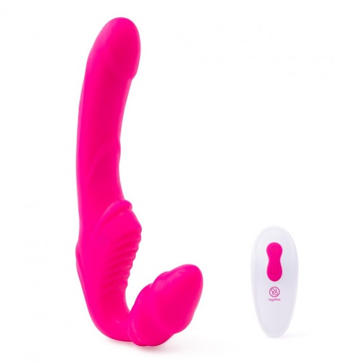 Розовый безремневой страпон на радиоуправлении Strapless Together - 22 см. - Together Toy - купить с доставкой в Арзамасе