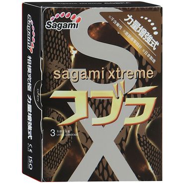 Суженные к основанию презервативы Sagami Xtreme COBRA - 3 шт. - Sagami - купить с доставкой в Арзамасе