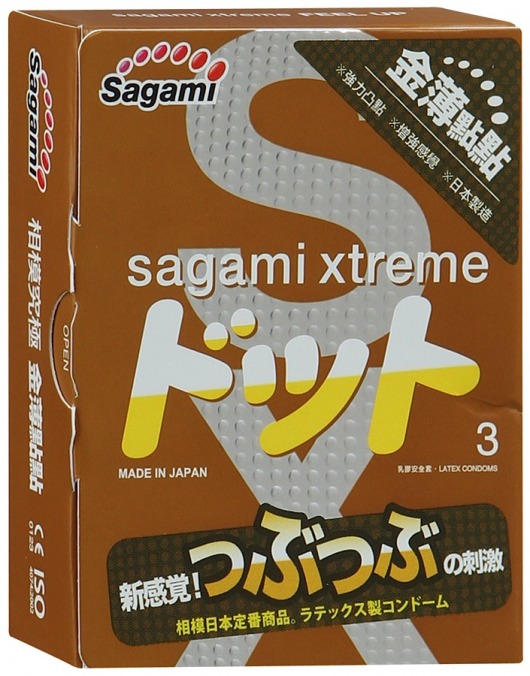 Презервативы Sagami Xtreme FEEL UP с точечной текстурой и линиями прилегания - 3 шт. - Sagami - купить с доставкой в Арзамасе