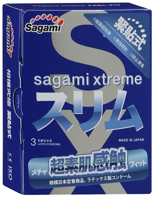 Розовые презервативы Sagami Xtreme FEEL FIT 3D - 3 шт. - Sagami - купить с доставкой в Арзамасе