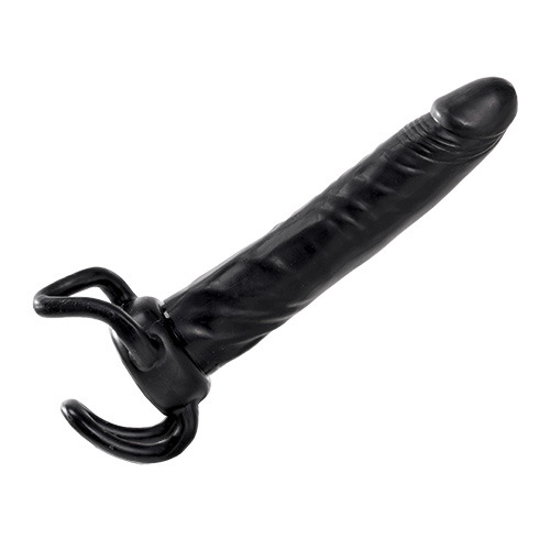 Чёрная насадка-фаллос для двойного проникновения INFLATABLE DILDO SLIM DONG  - 13,5 см. - Toyz4lovers - в Арзамасе купить с доставкой