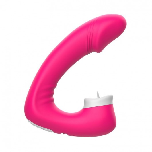 Розовый вибромассажёр с клиторальной стимуляцией - I-MOON