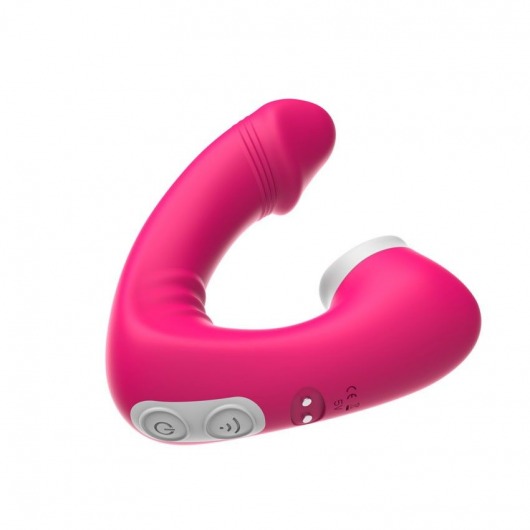 Розовый вибромассажёр с клиторальной стимуляцией - I-MOON