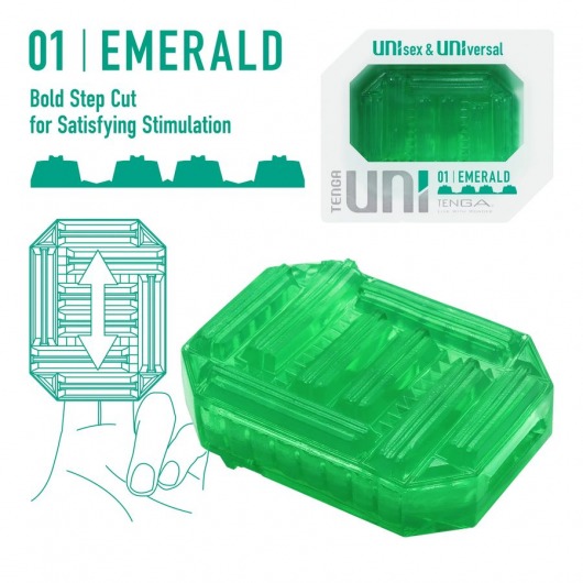 Зеленый мастурбатор-стимулятор Tenga Uni Emerald - Tenga - в Арзамасе купить с доставкой