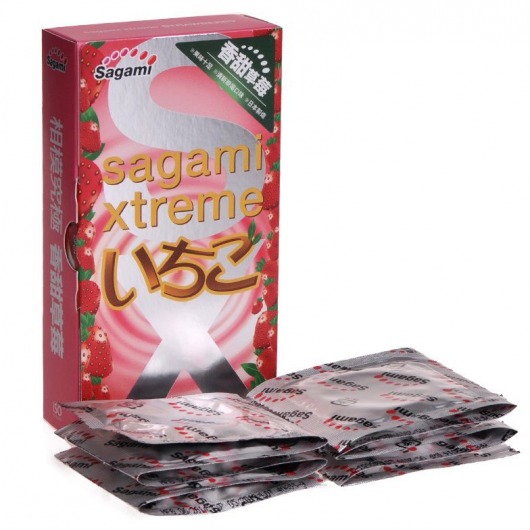 Презервативы Sagami Xtreme Strawberry c ароматом клубники - 10 шт. - Sagami - купить с доставкой в Арзамасе