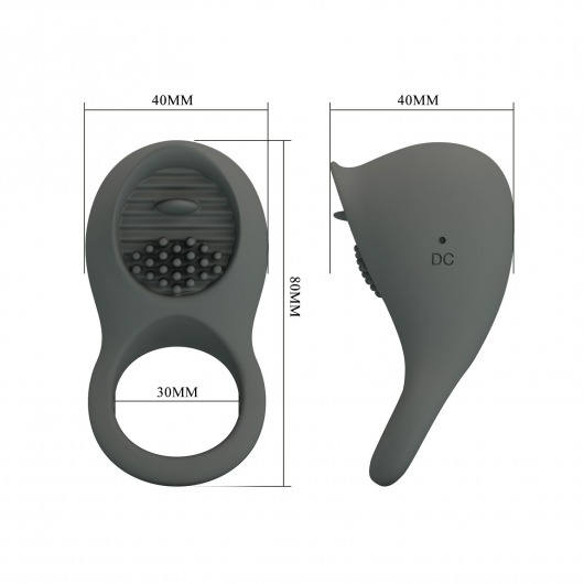 Серое эрекционное виброкольцо со стимуляцией клитора - Baile - в Арзамасе купить с доставкой