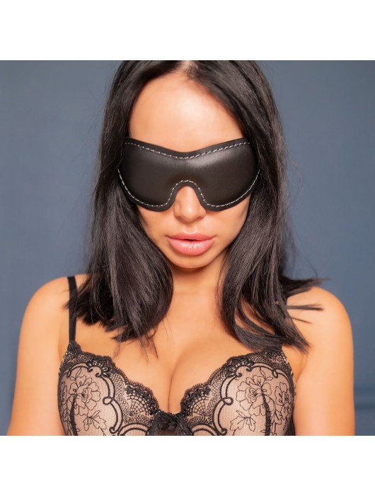 Черная мягкая закрытая маска из натуральной кожи - Crazy Handmade - купить с доставкой в Арзамасе