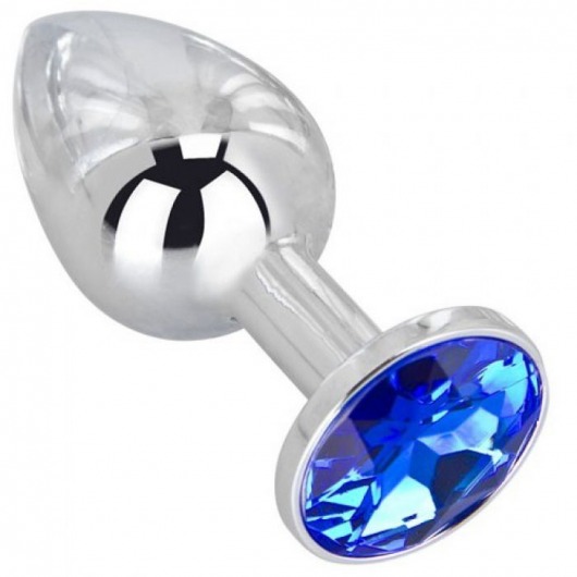 Анальное украшение BUTT PLUG  Small с синим кристаллом - 7 см. - Anal Jewelry Plug - купить с доставкой в Арзамасе