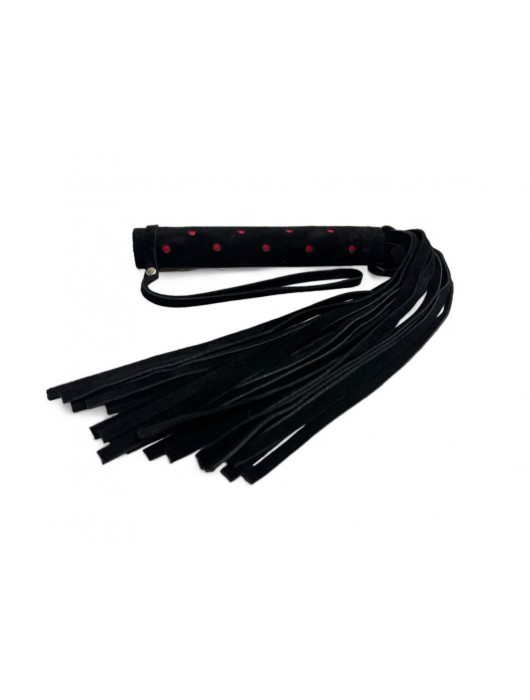 Черная замшевая плеть с красными точками на рукояти Red dot Princess - 43 см. - БДСМ Арсенал - купить с доставкой в Арзамасе
