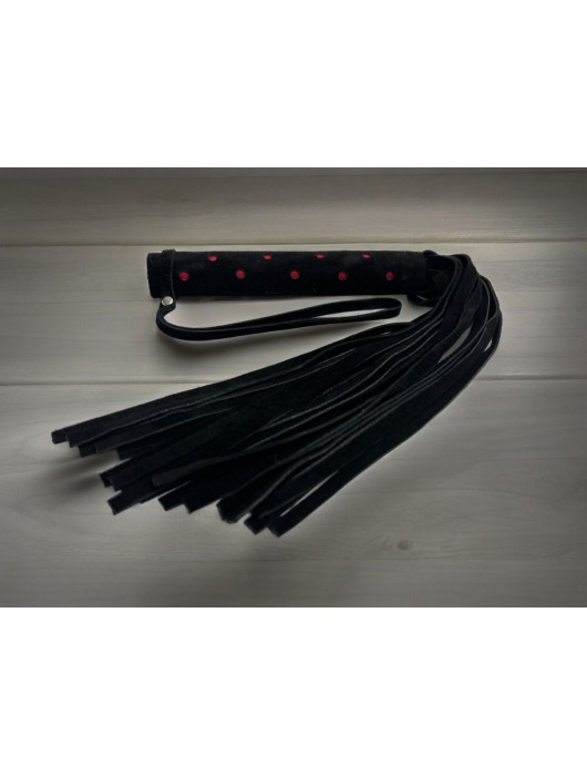 Черная замшевая плеть с красными точками на рукояти Red dot Princess - 43 см. - БДСМ Арсенал - купить с доставкой в Арзамасе