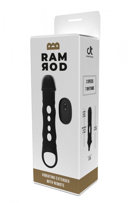 Черная насадка-удлинитель Vibrating Extender With Remote с вибрацией - Dream Toys - в Арзамасе купить с доставкой