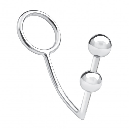 Кольцо на пенис с анальным стимулятором Two Bead Stainless Steel Anal Hook   Cock Ring - BlueLine - в Арзамасе купить с доставкой