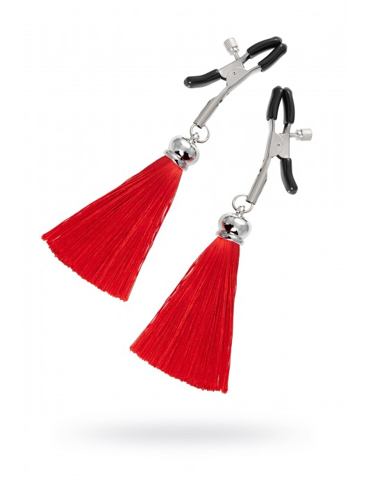 Зажимы на соски «Прищепки» с красными кисточками из шелка - Pecado - купить с доставкой в Арзамасе