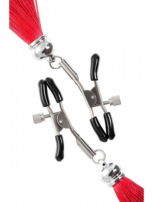 Зажимы на соски «Прищепки» с красными кисточками из шелка - Pecado - купить с доставкой в Арзамасе