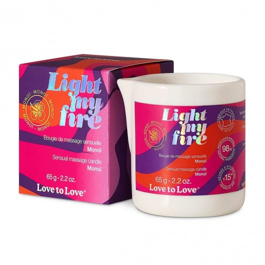 Массажная свеча Light My Fire с ароматом моной - 80 мл. - Love to Love - купить с доставкой в Арзамасе