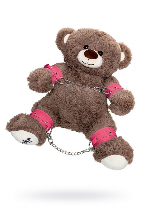 Бондажный набор: бурый мишка с розовыми оковами и наручниками - Pecado - купить с доставкой в Арзамасе