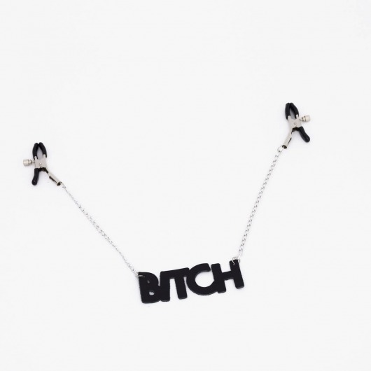 Зажимы на соски с кожаной подвеской Bitch - Crazy Handmade - купить с доставкой в Арзамасе