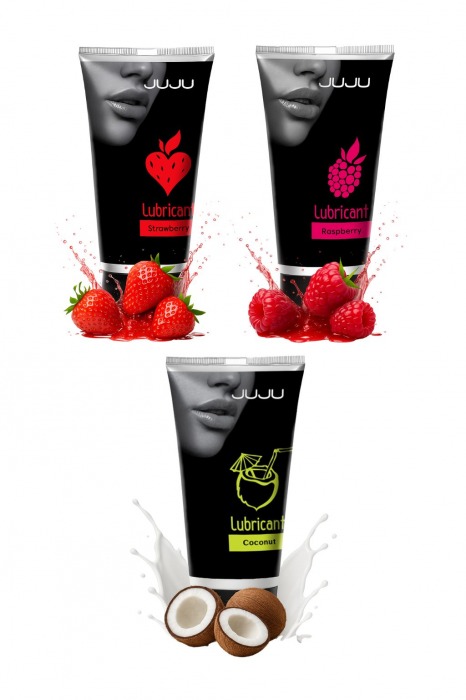 Набор из 3 съедобных лубрикантов JUJU (клубника, малина, кокос) - JuJu - купить с доставкой в Арзамасе