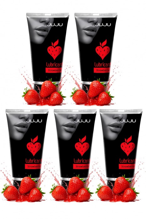 Набор из 5 съедобных лубрикантов JUJU со вкусом клубники - JuJu - купить с доставкой в Арзамасе