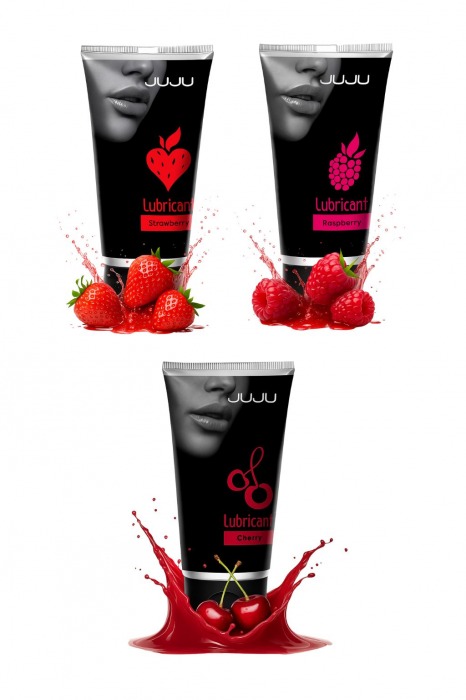 Набор из 3 съедобных лубрикантов JUJU (клубника, малина, вишня) - JuJu - купить с доставкой в Арзамасе