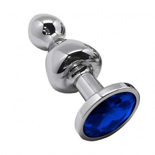 Серебристая анальная втулка Wooomy Lollypop Size S с синим кристаллом - Adrien Lastic в Арзамасе Серебристая анальная втулка Wooomy Lollypop Size S с синим кристаллом - Adrien Lastic