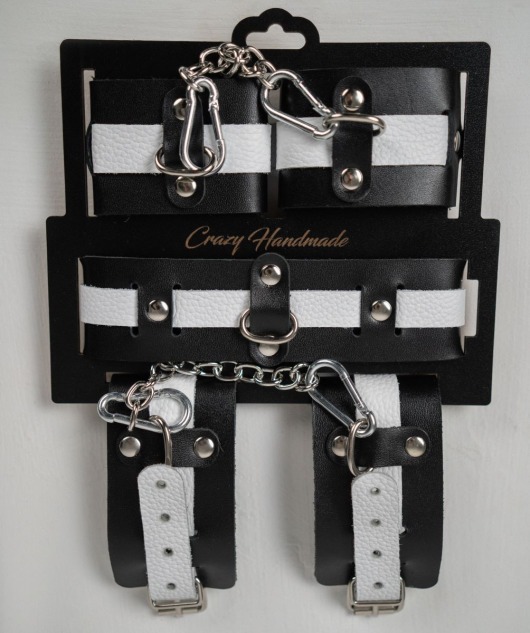 Набор фиксаторов из черной и белой натуральной кожи - Crazy Handmade - купить с доставкой в Арзамасе