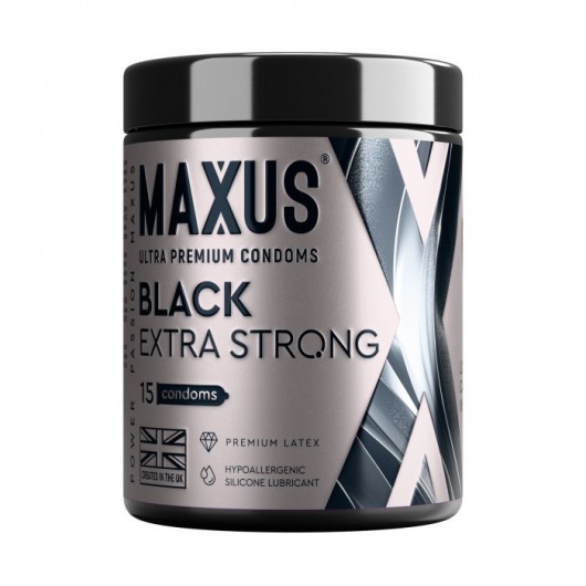 Черные утолщенные презервативы MAXUS Extra Strong с железным кейсом - 15 шт. - Maxus - купить с доставкой в Арзамасе