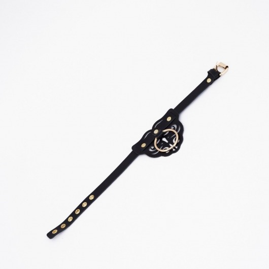 Черный чокер с клепками и золотистой фурнитурой - Crazy Handmade - купить с доставкой в Арзамасе