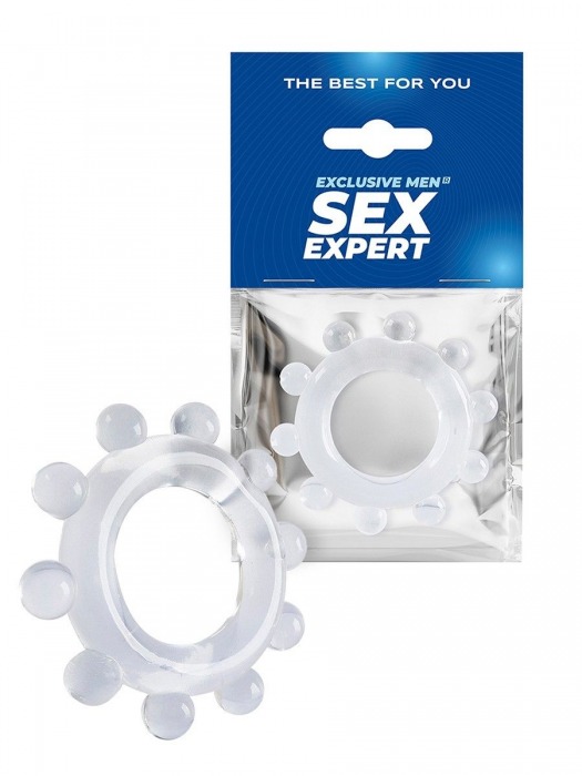 Прозрачное эрекционное кольцо со стимулирующими шариками - Sex Expert - в Арзамасе купить с доставкой