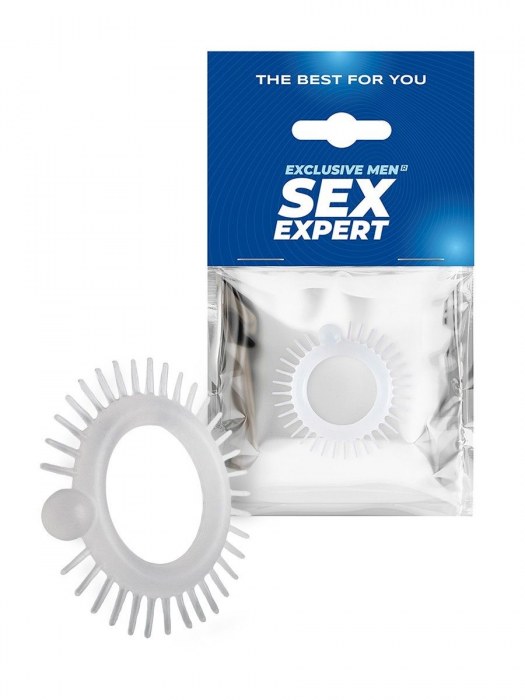 Эластичное эрекционное кольцо с шипиками и шариком - Sex Expert - в Арзамасе купить с доставкой