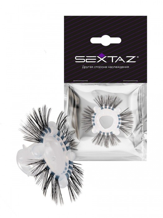 Эластичное эрекционное кольцо с черными «ресничками» - Sextaz - в Арзамасе купить с доставкой