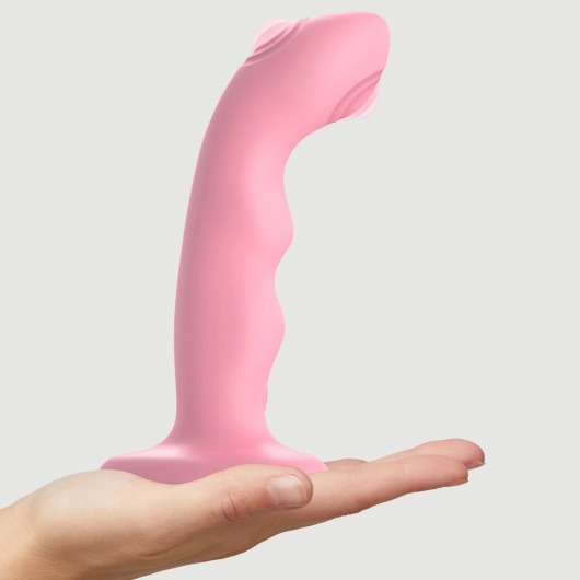 Розовая насадка-стимулятор Strap-On-Me Tapping Dildo Wave - Strap-on-me - купить с доставкой в Арзамасе