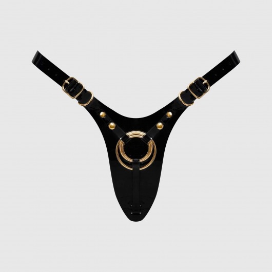 Черный пояс для фиксации насадок Strap-On-Me Leatherette Harness Fabulous - Strap-on-me - купить с доставкой в Арзамасе