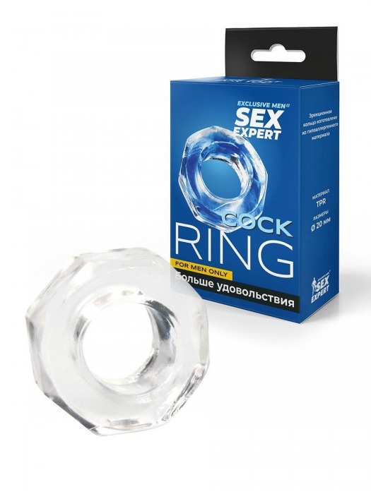 Прозрачное эрекционное кольцо в форме гайки - Sex Expert - в Арзамасе купить с доставкой