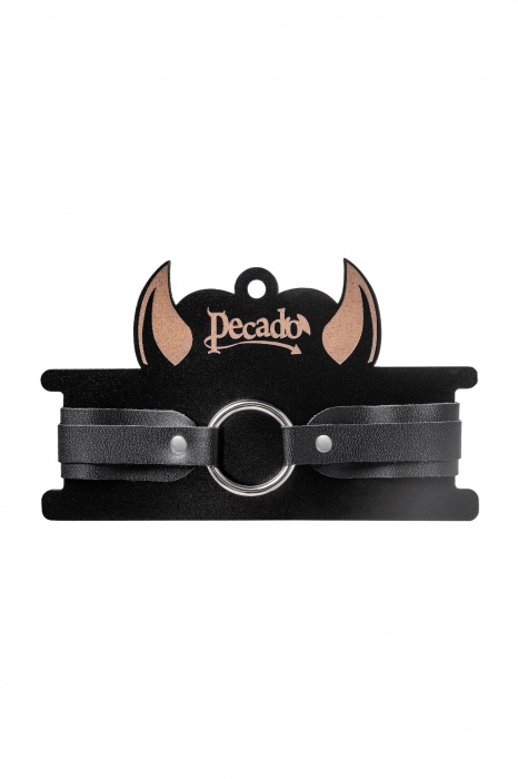 Черный кожаный чокер-ошейник со скруглёнными углами - Pecado - купить с доставкой в Арзамасе