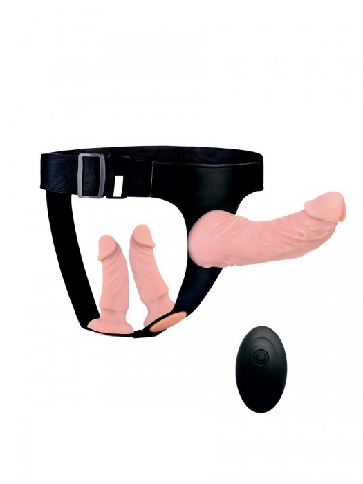 Женский страпон с 3 насадками и вибрацией - Erowoman-Eroman - купить с доставкой в Арзамасе