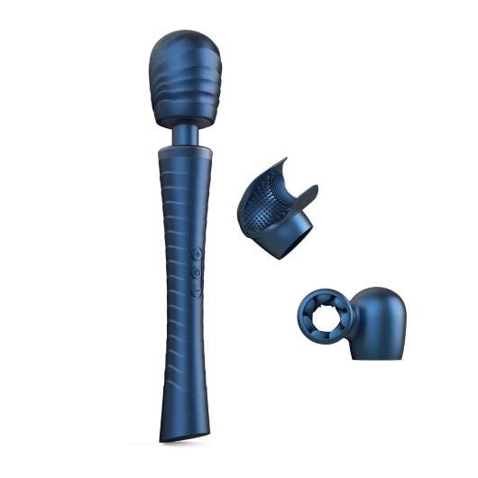 Синий вибромассажёр с насадками Man.wand Edgy - Manwan - в Арзамасе купить с доставкой