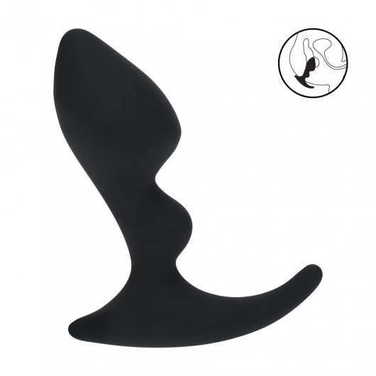 Черная анальная пробка для массажа простаты Double Ripple Silicone Prostate Massager - Shots Media BV - в Арзамасе купить с доставкой