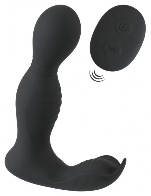 Черная анальная пробка с вибрацией, вращением и пультом ДУ RC Butt Plug with 2 Functions - Orion - в Арзамасе купить с доставкой
