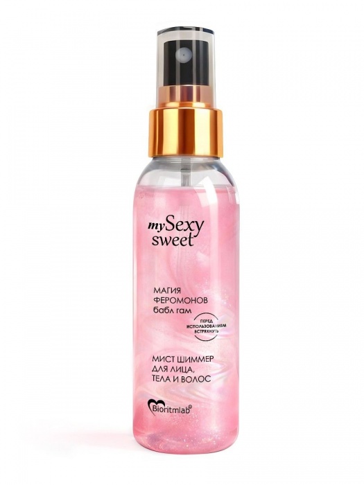 Мист для лица, тела и волос Sexy Sweet с ароматом бабл-гам, шиммером и феромонами - 95 мл. -  - Магазин феромонов в Арзамасе