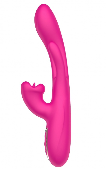 Розовый вибратор со стимуляцией клитора и фингерингом - 23,5 см. - Secwell