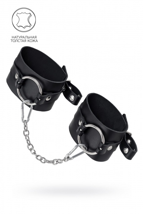 Черные оковы из толстой кожи с люверсами - Pecado - купить с доставкой в Арзамасе