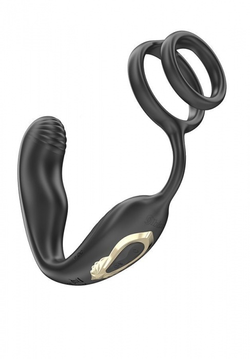 Черная анальная пробка с вращением и эрекционными кольцами - Ibiza - в Арзамасе купить с доставкой