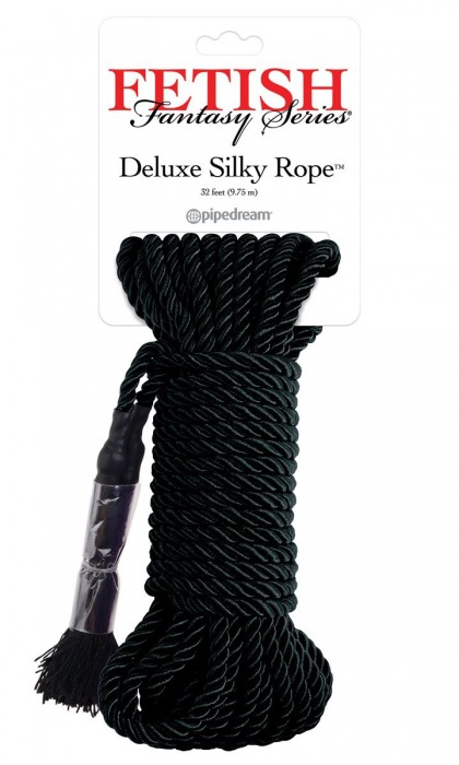 Черная веревка для фиксации Deluxe Silky Rope - 9,75 м. - Pipedream - купить с доставкой в Арзамасе