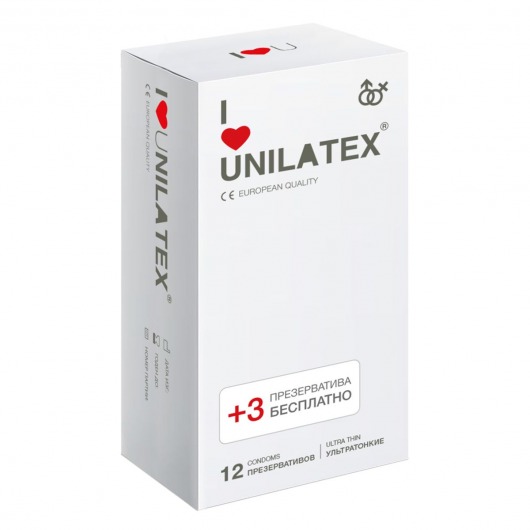 Ультратонкие презервативы Unilatex Ultra Thin - 12 шт. + 3 шт. в подарок - Unilatex - купить с доставкой в Арзамасе