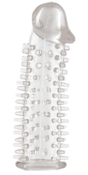 Прозрачная насадка на половой член с закрытой головкой и шипами - 12,5 см. - Toyfa Basic - в Арзамасе купить с доставкой