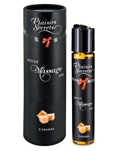 Массажное масло с ароматом карамели Huile de Massage Gourmande Caramel - 59 мл. - Plaisir Secret - купить с доставкой в Арзамасе