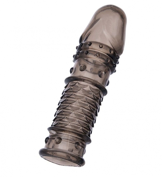 Дымчатая закрытая насадка ToyFa XLover с чешуйками и пупырышками - 13,5 см. - ToyFa - в Арзамасе купить с доставкой